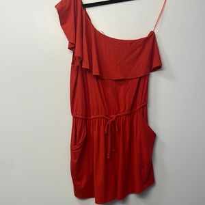 One shoulder romper with tied waist